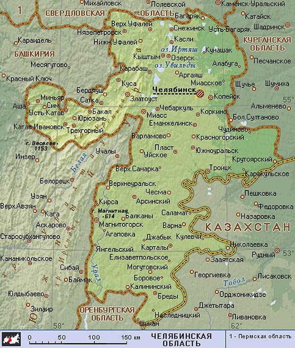 подробная карта озёр челябинской области
